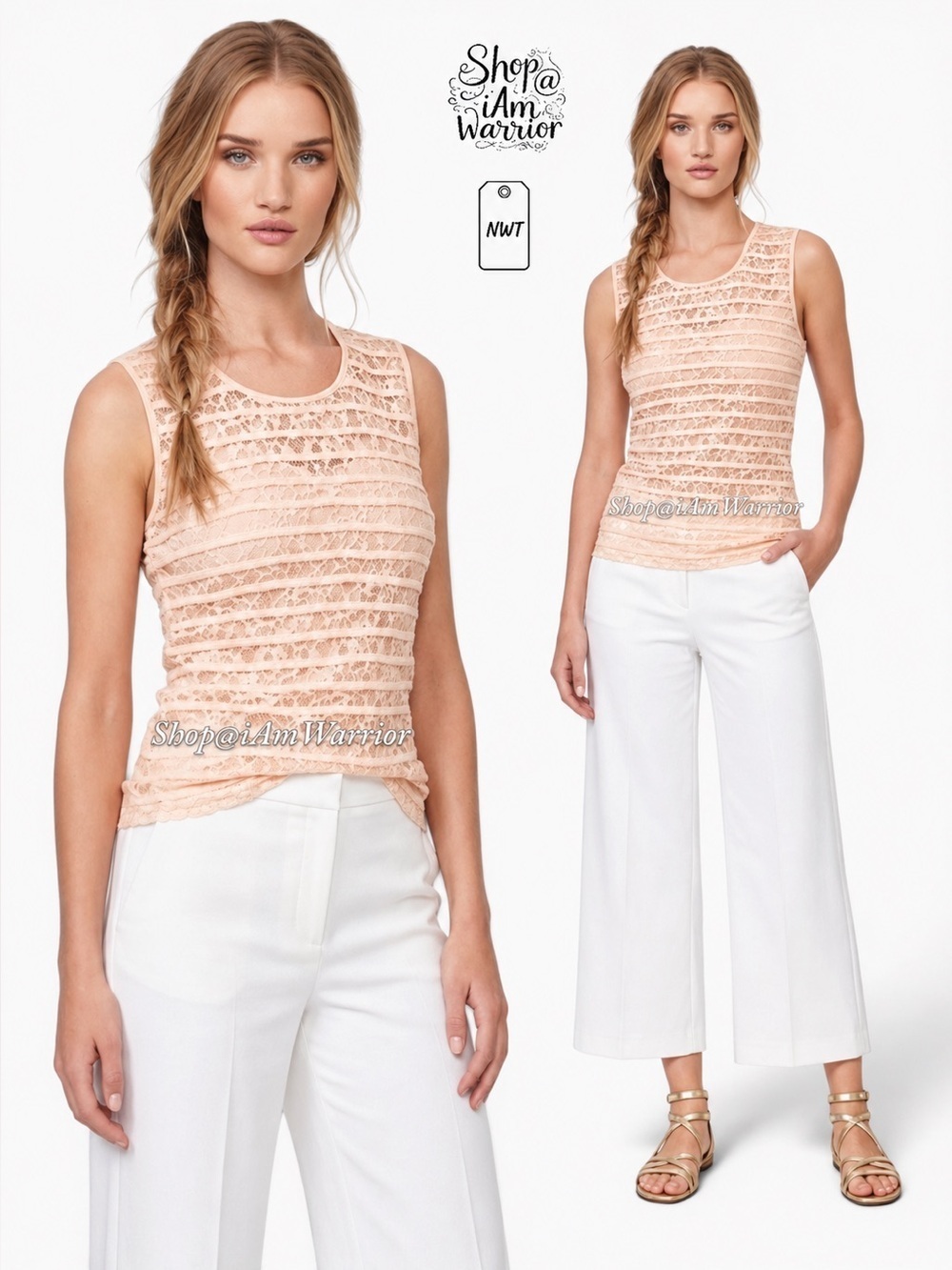 Bailey44 NWT blush stretch lace sleeveless top *shop@iamwarrior